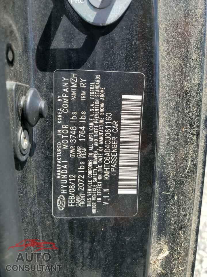 HYUNDAI VELOSTER 2012 - KMHTC6AD4CU061160