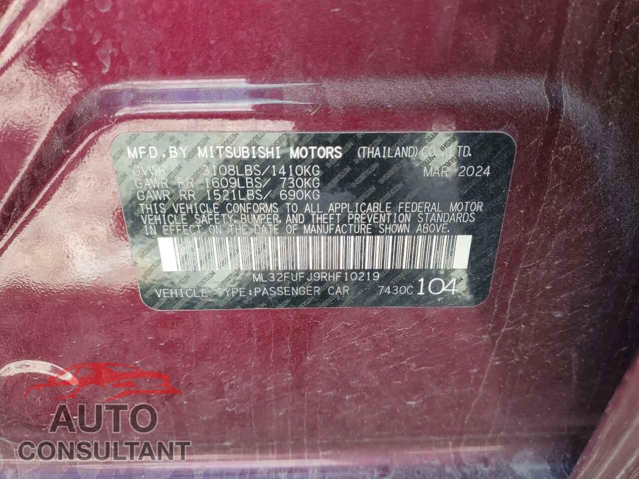 MITSUBISHI MIRAGE 2024 - ML32FUFJ9RHF10219