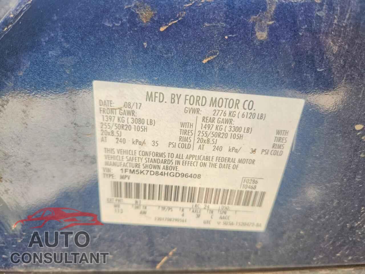 FORD EXPLORER 2017 - 1FM5K7D84HGD96408