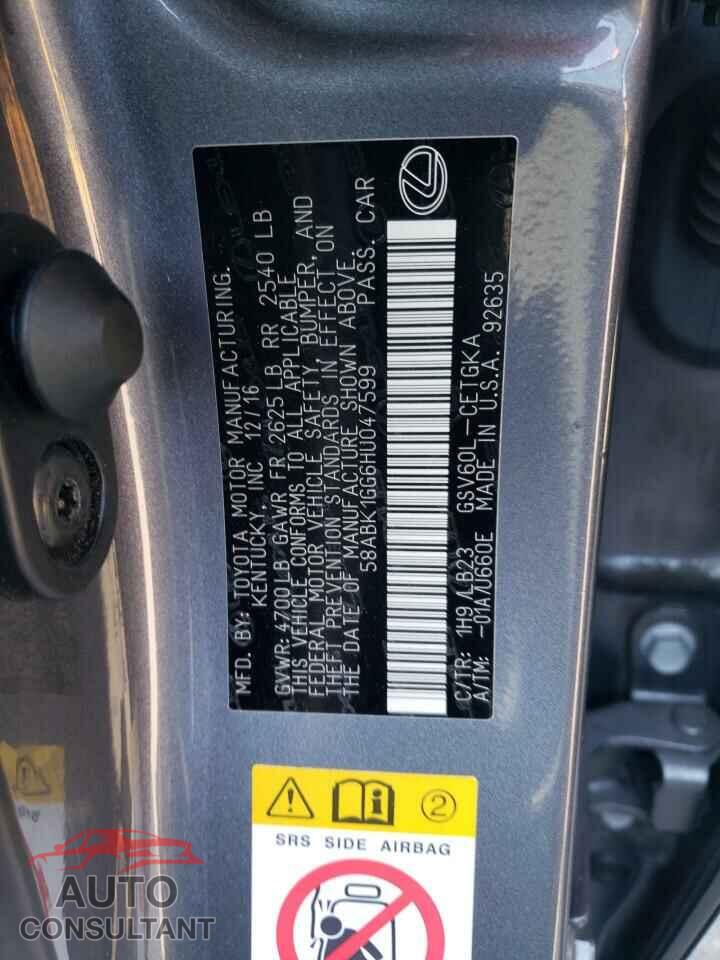 LEXUS ES350 2017 - 58ABK1GG6HU047599