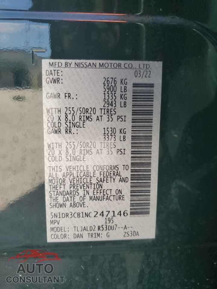 NISSAN PATHFINDER 2022 - 5N1DR3CB1NC247146