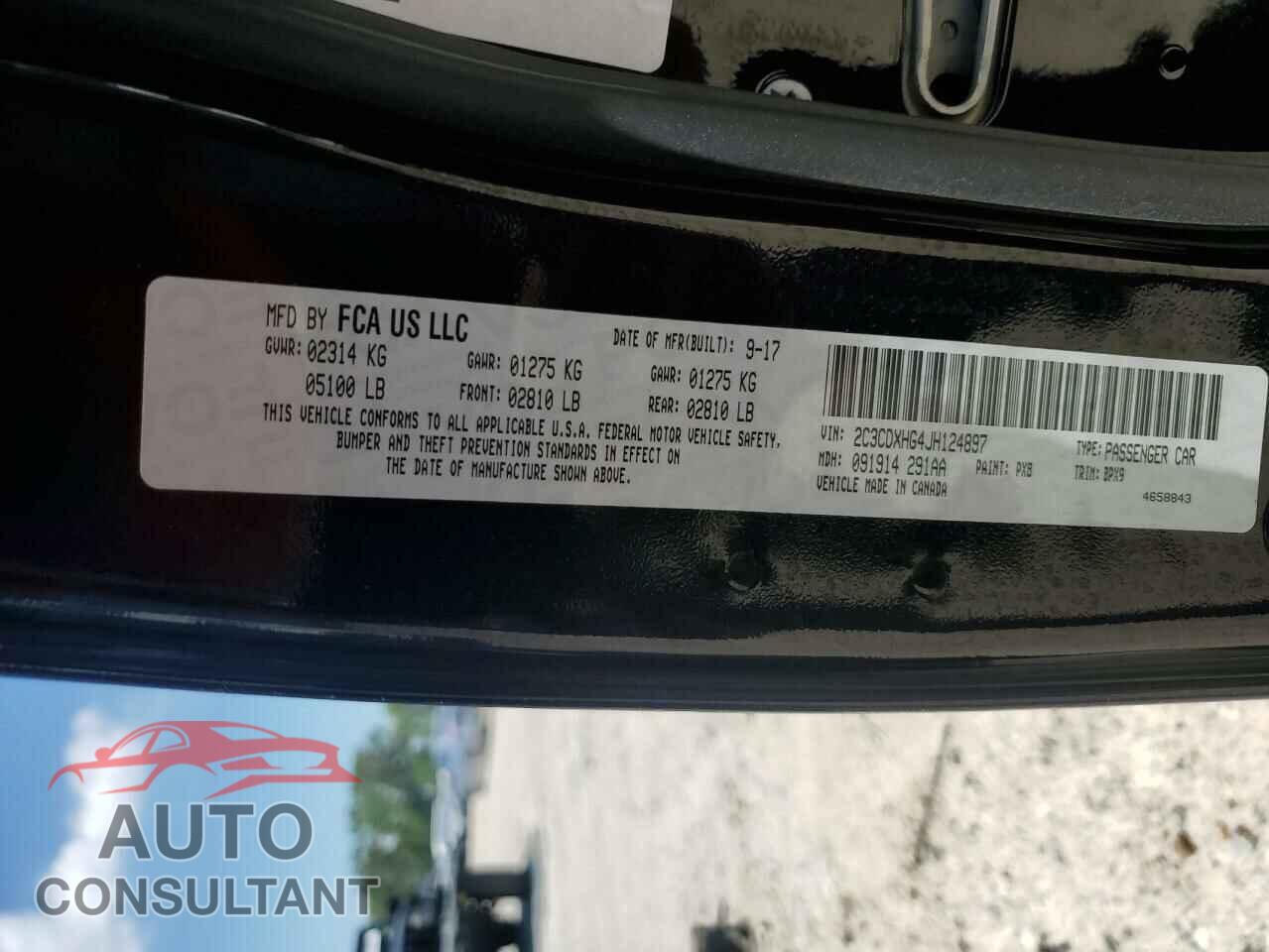 DODGE CHARGER 2018 - 2C3CDXHG4JH124897