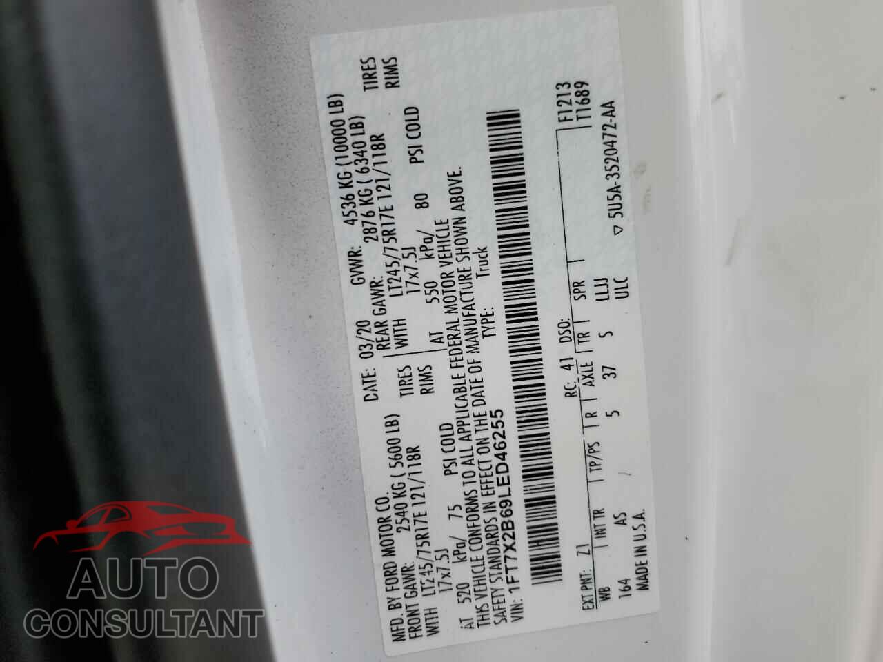 FORD F250 2020 - 1FT7X2B69LED46255