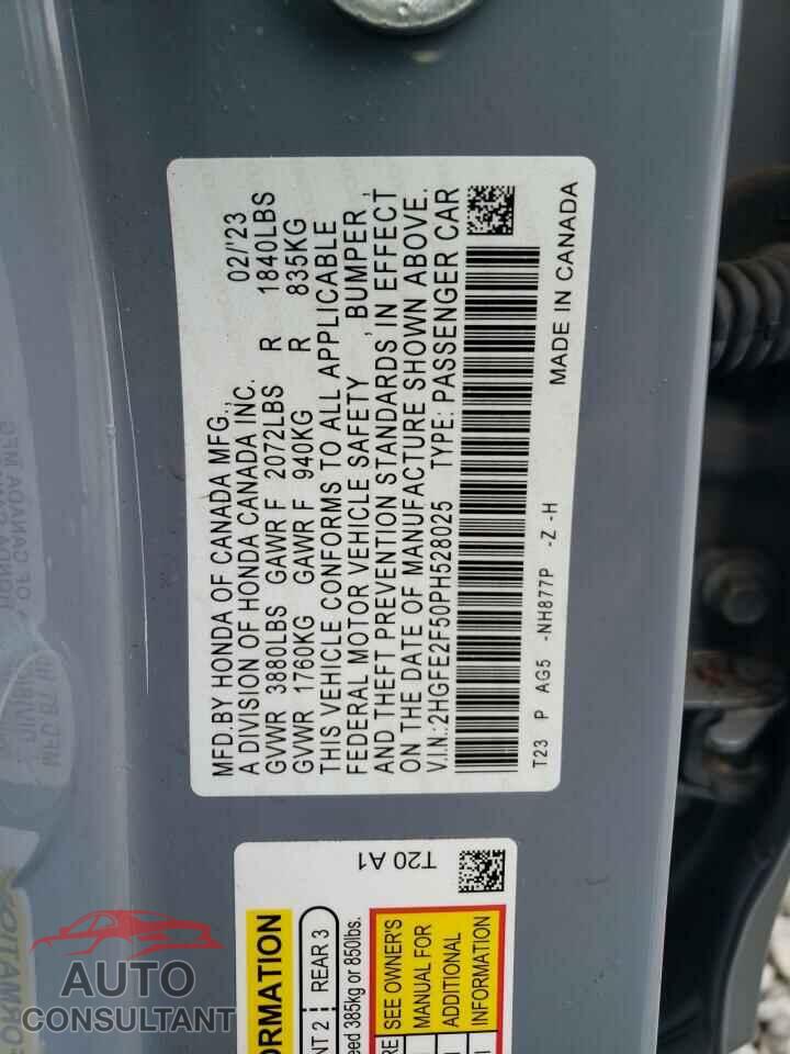 HONDA CIVIC 2023 - 2HGFE2F50PH528025