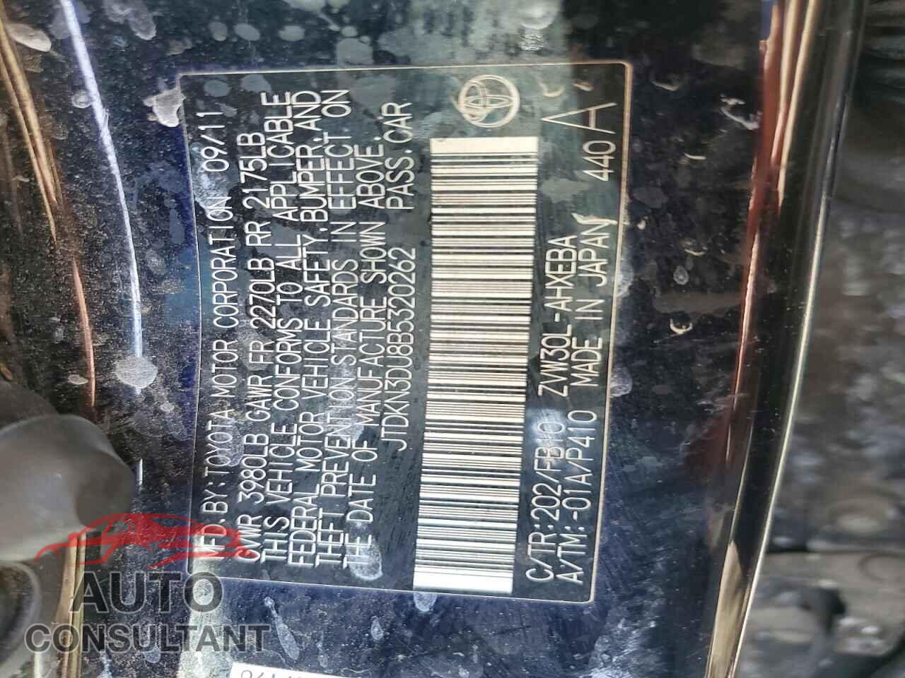 TOYOTA PRIUS 2011 - JTDKN3DU8B5320262