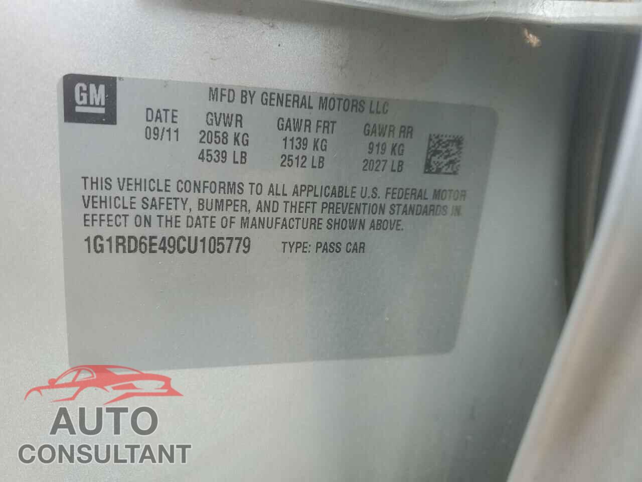 CHEVROLET VOLT 2012 - 1G1RD6E49CU105779