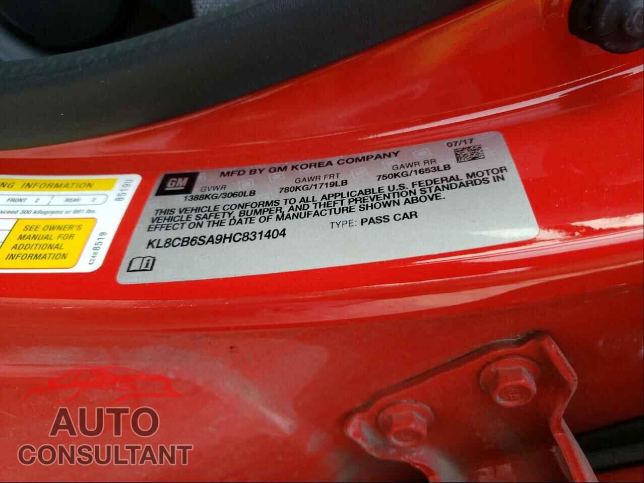 CHEVROLET SPARK 2017 - KL8CB6SA9HC831404