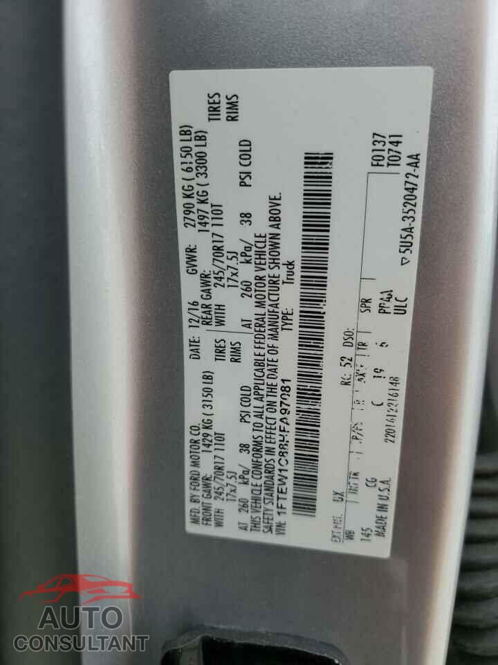 FORD F-150 2017 - 1FTEW1C88HFA97081