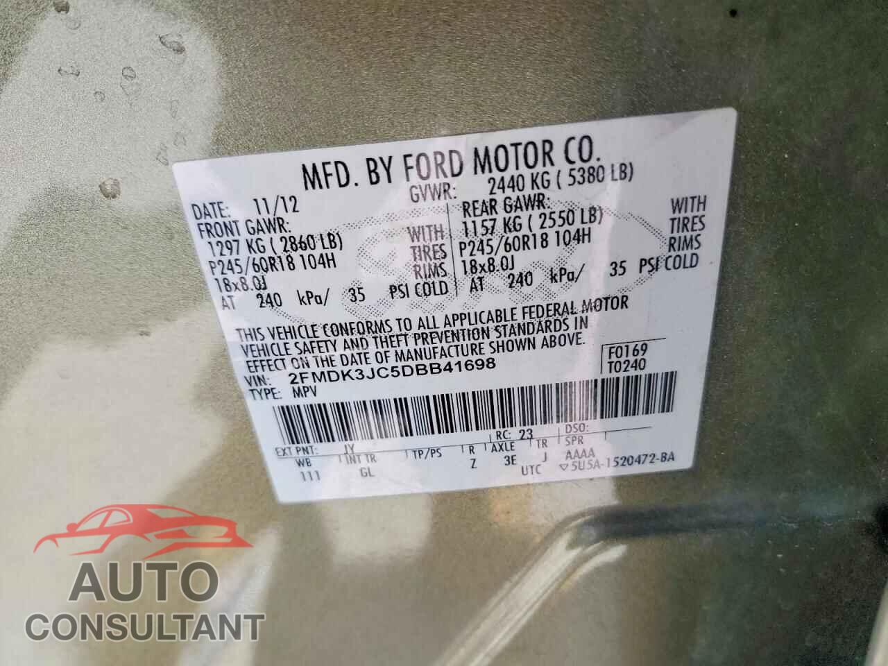 FORD EDGE 2013 - 2FMDK3JC5DBB41698