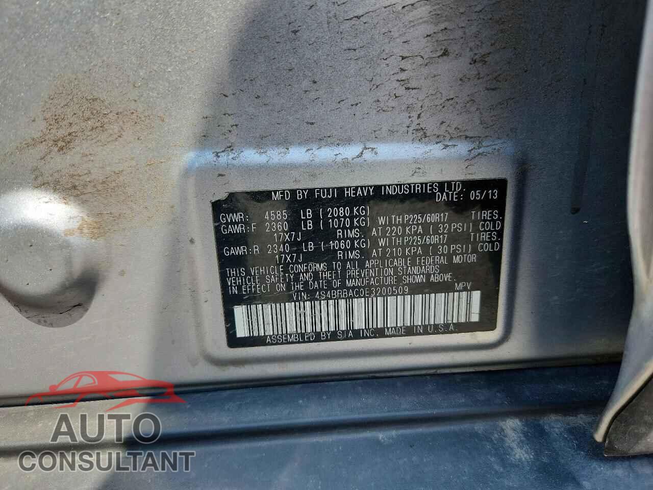 SUBARU OUTBACK 2014 - 4S4BRBAC0E3200509
