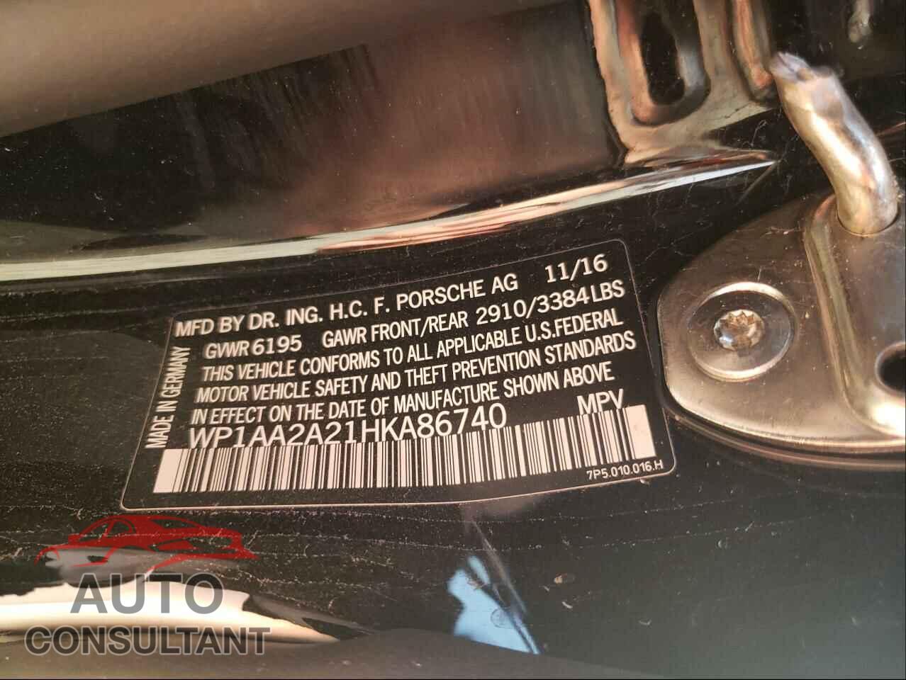 PORSCHE CAYENNE 2017 - WP1AA2A21HKA86740