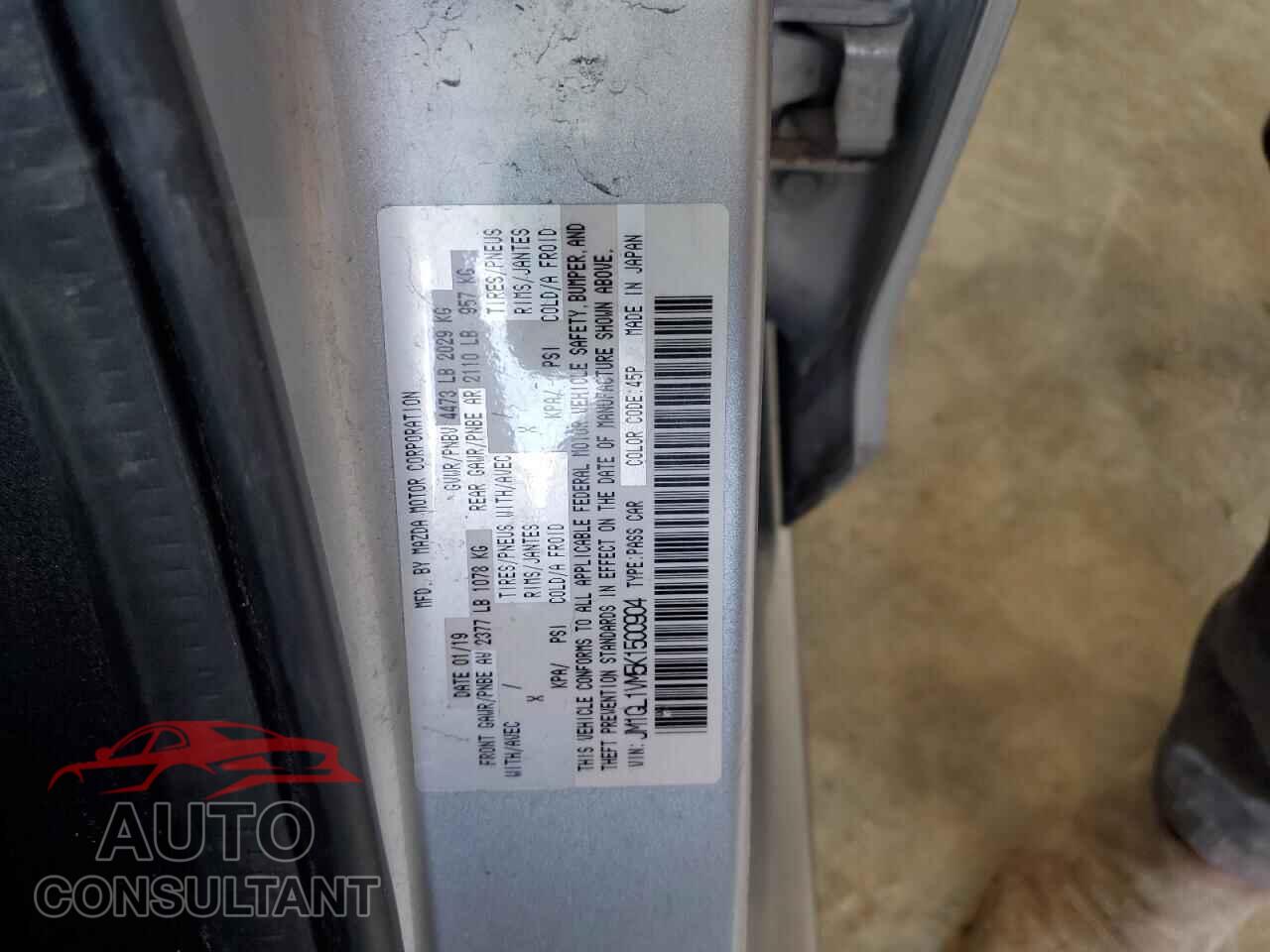 MAZDA 6 2019 - JM1GL1VM5K1500904