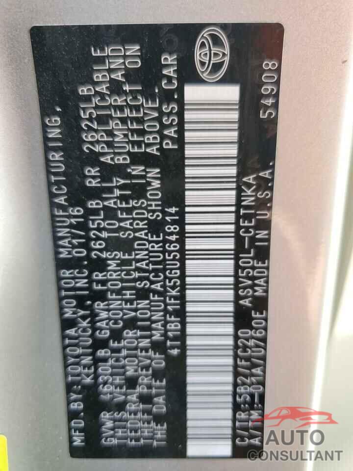 TOYOTA CAMRY 2016 - 4T1BF1FK5GU564814