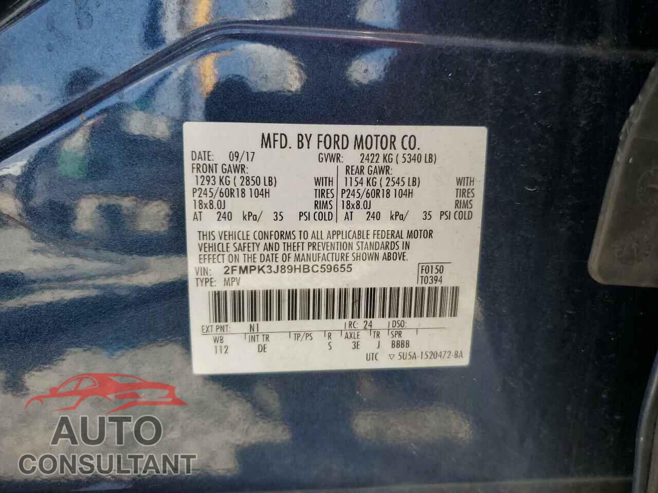 FORD EDGE 2017 - 2FMPK3J89HBC59655