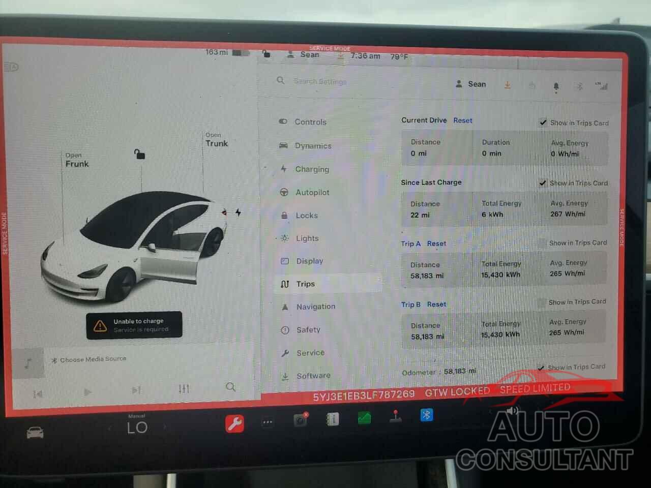TESLA MODEL 3 2020 - 5YJ3E1EB3LF787269