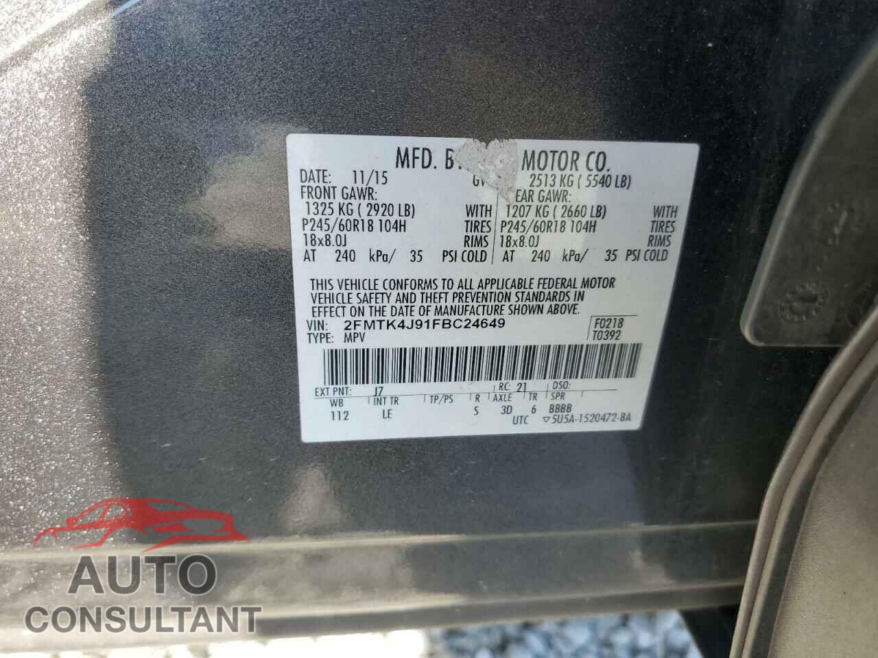 FORD EDGE 2015 - 2FMTK4J91FBC24649