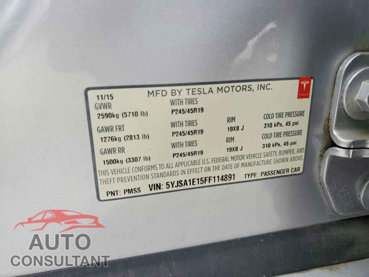 TESLA MODEL S 2015 - 5YJSA1E15FF114891