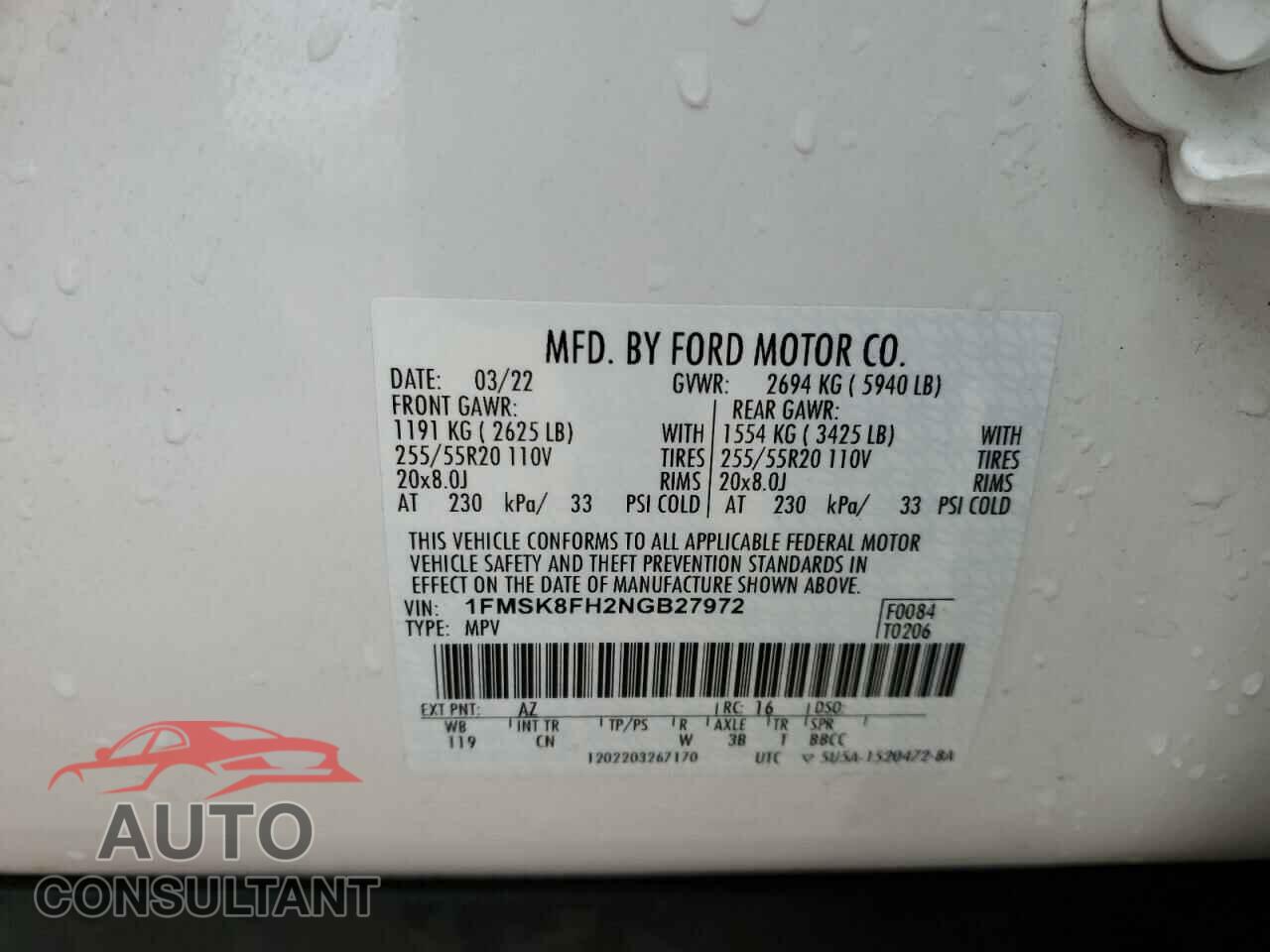 FORD EXPLORER 2022 - 1FMSK8FH2NGB27972