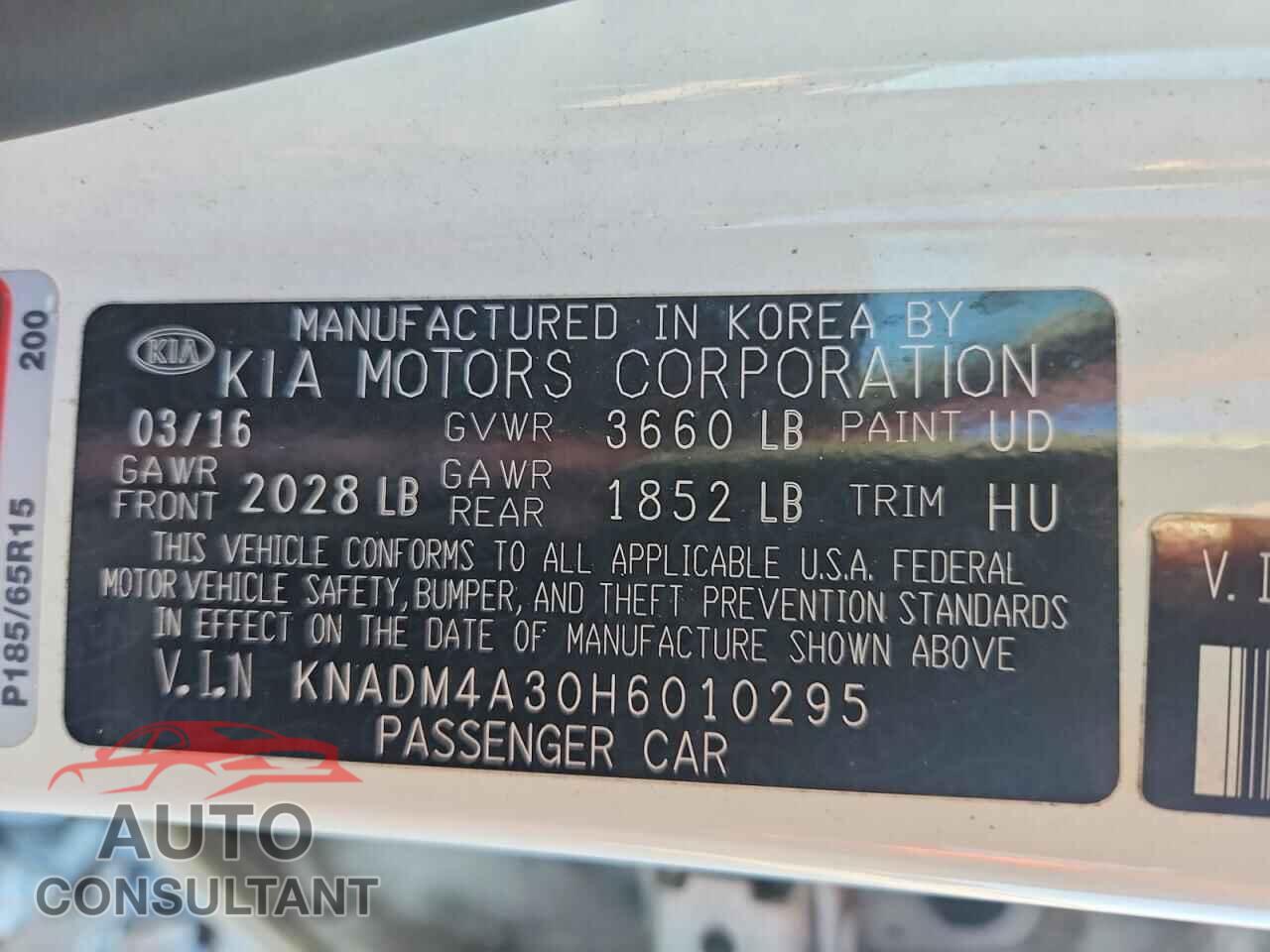 KIA RIO 2017 - KNADM4A30H6010295