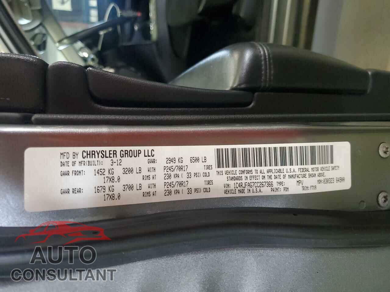 JEEP GRAND CHER 2012 - 1C4RJFAG7CC267366
