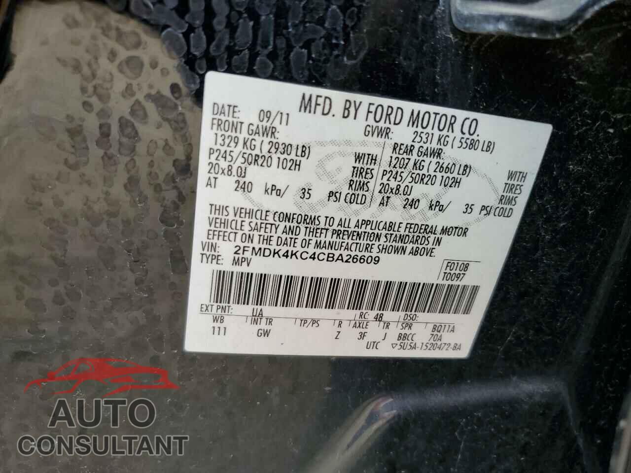 FORD EDGE 2012 - 2FMDK4KC4CBA26609