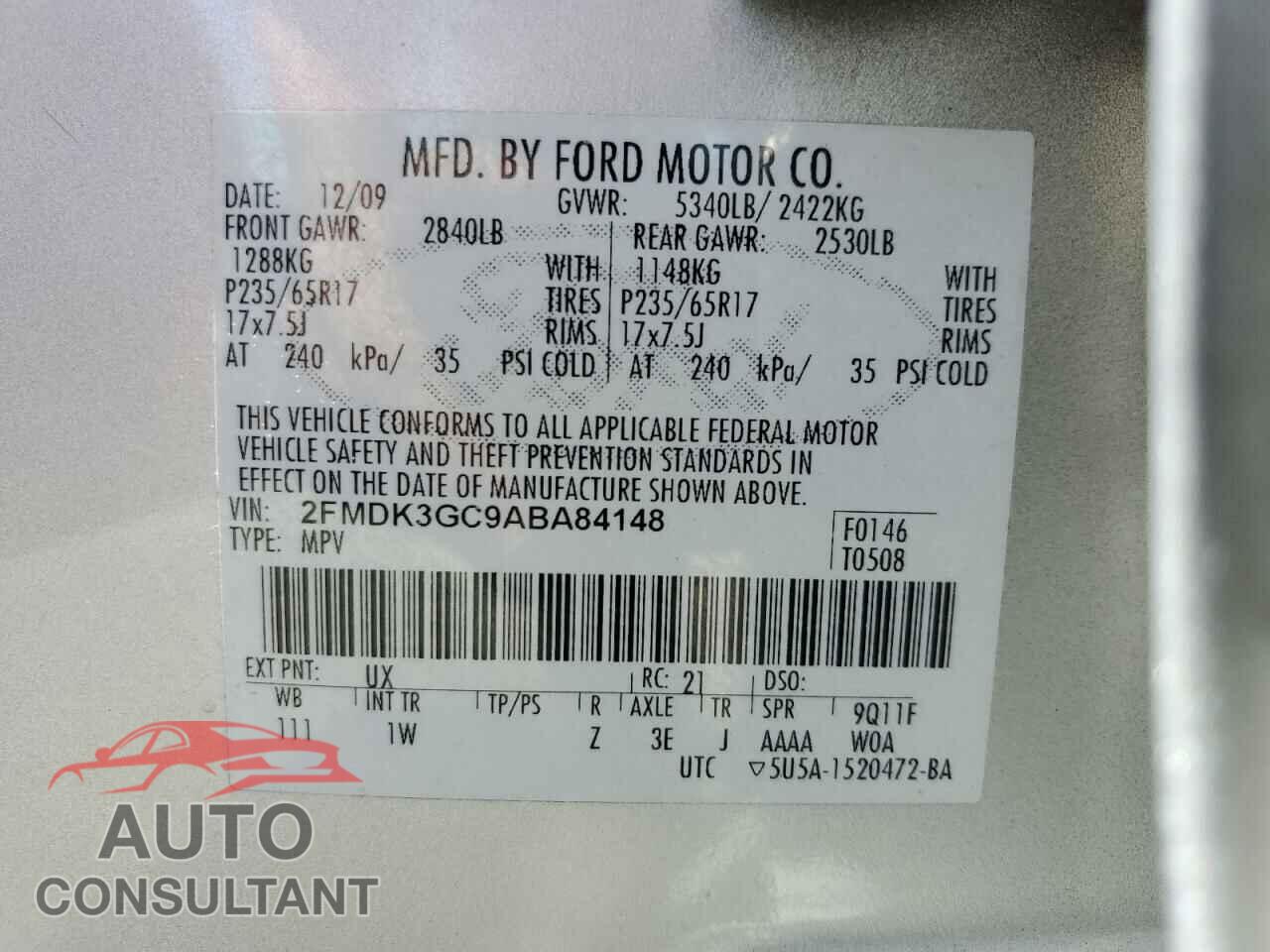 FORD EDGE 2010 - 2FMDK3GC9ABA84148