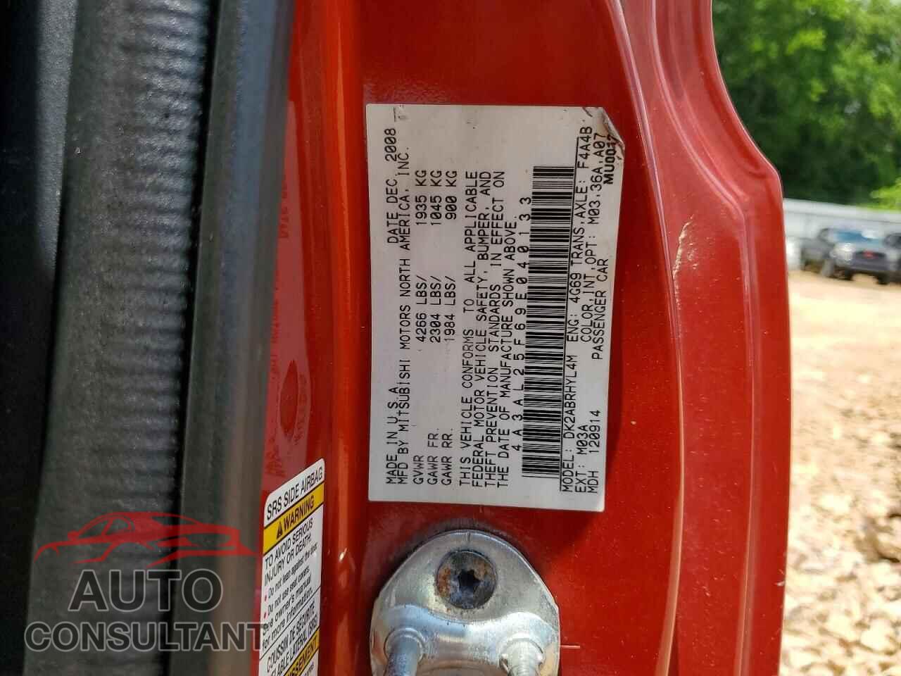 MITSUBISHI ECLIPSE 2009 - 4A3AL25F69E040133