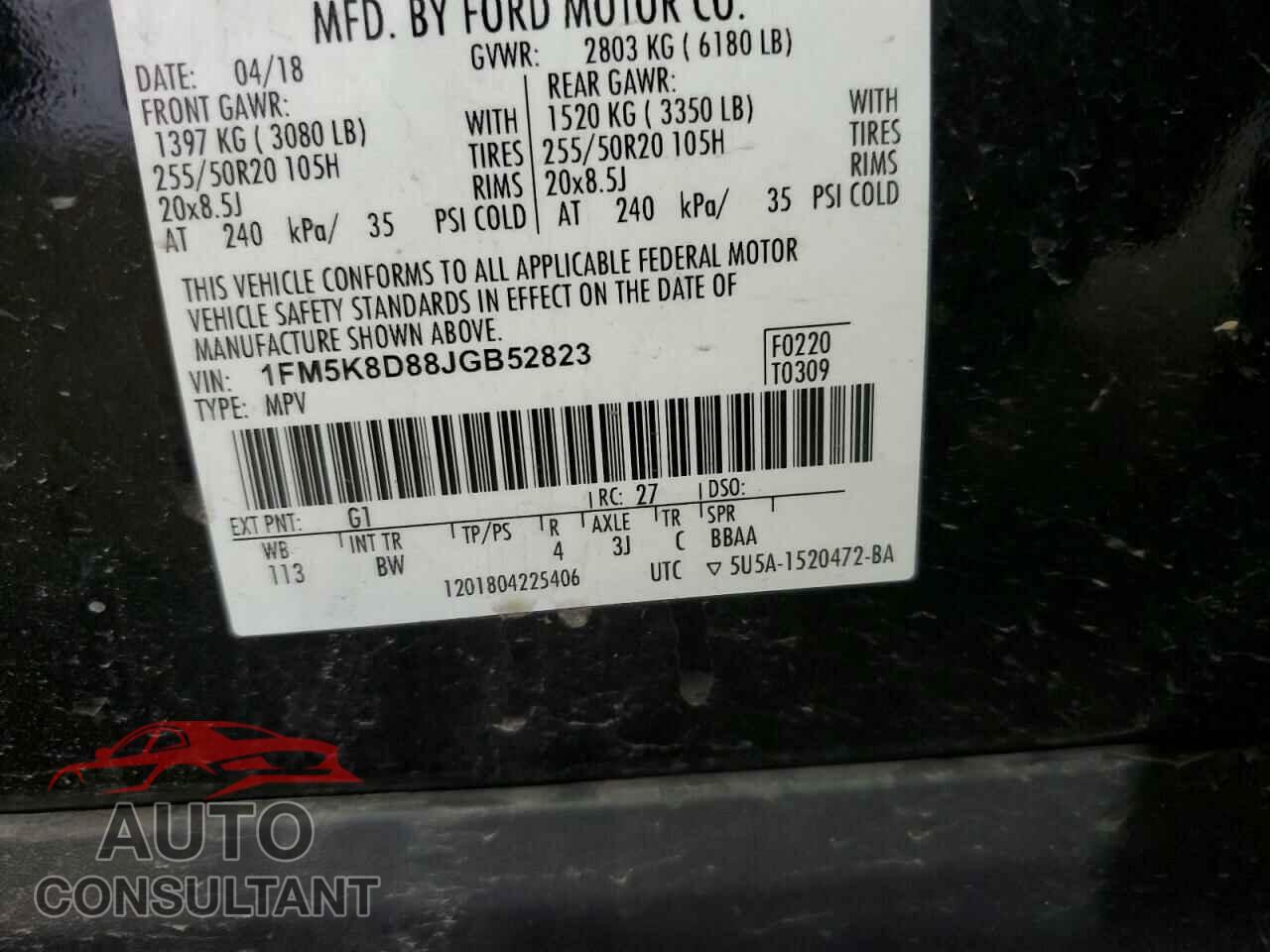 FORD EXPLORER 2018 - 1FM5K8D88JGB52823