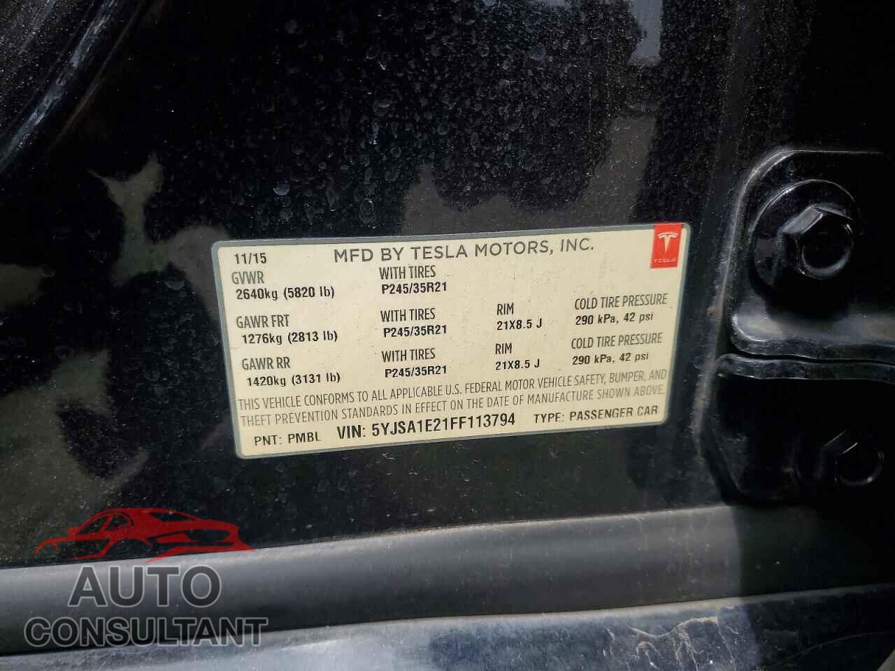 TESLA MODEL S 2015 - 5YJSA1E21FF113794