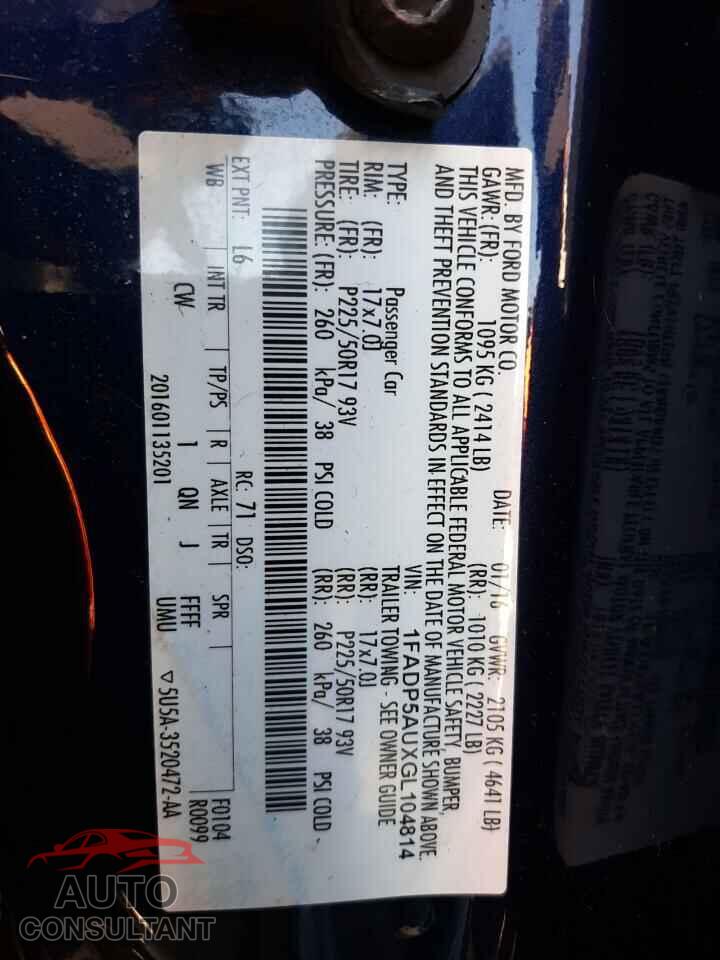 FORD CMAX 2016 - 1FADP5AUXGL104814