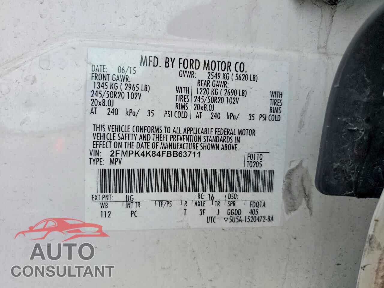 FORD EDGE 2015 - 2FMPK4K84FBB63711