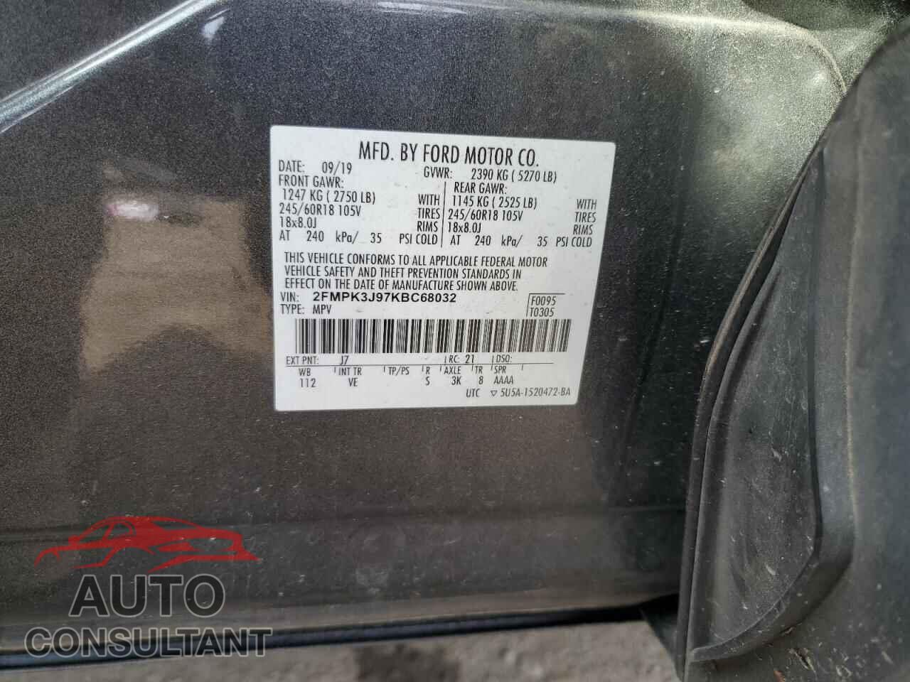 FORD EDGE 2019 - 2FMPK3J97KBC68032