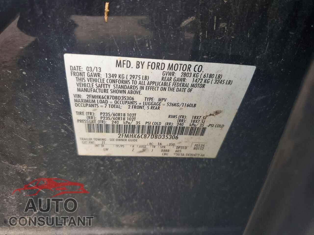 FORD FLEX 2013 - 2FMHK6C87DBD35306