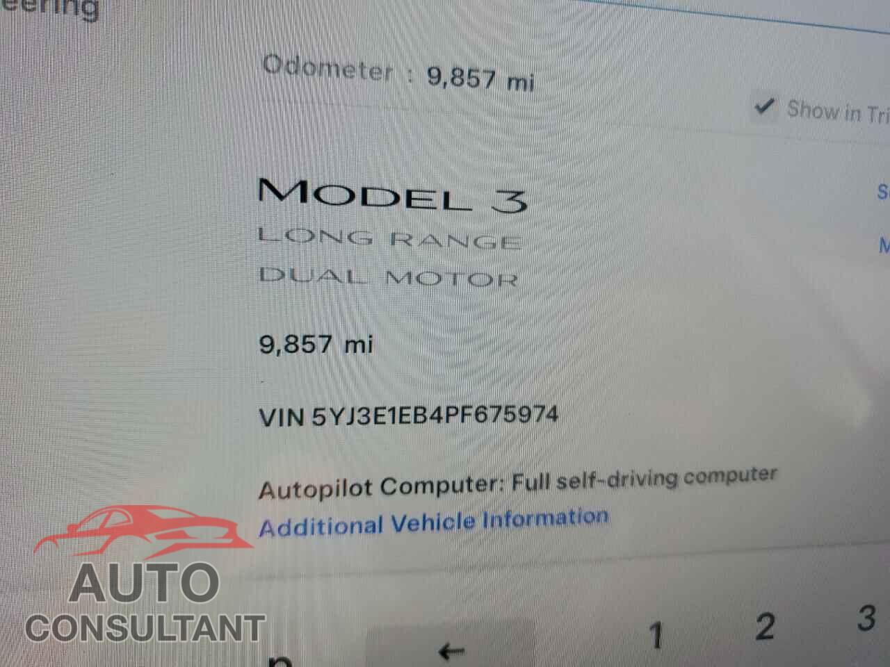 TESLA MODEL 3 2023 - 5YJ3E1EB4PF675974