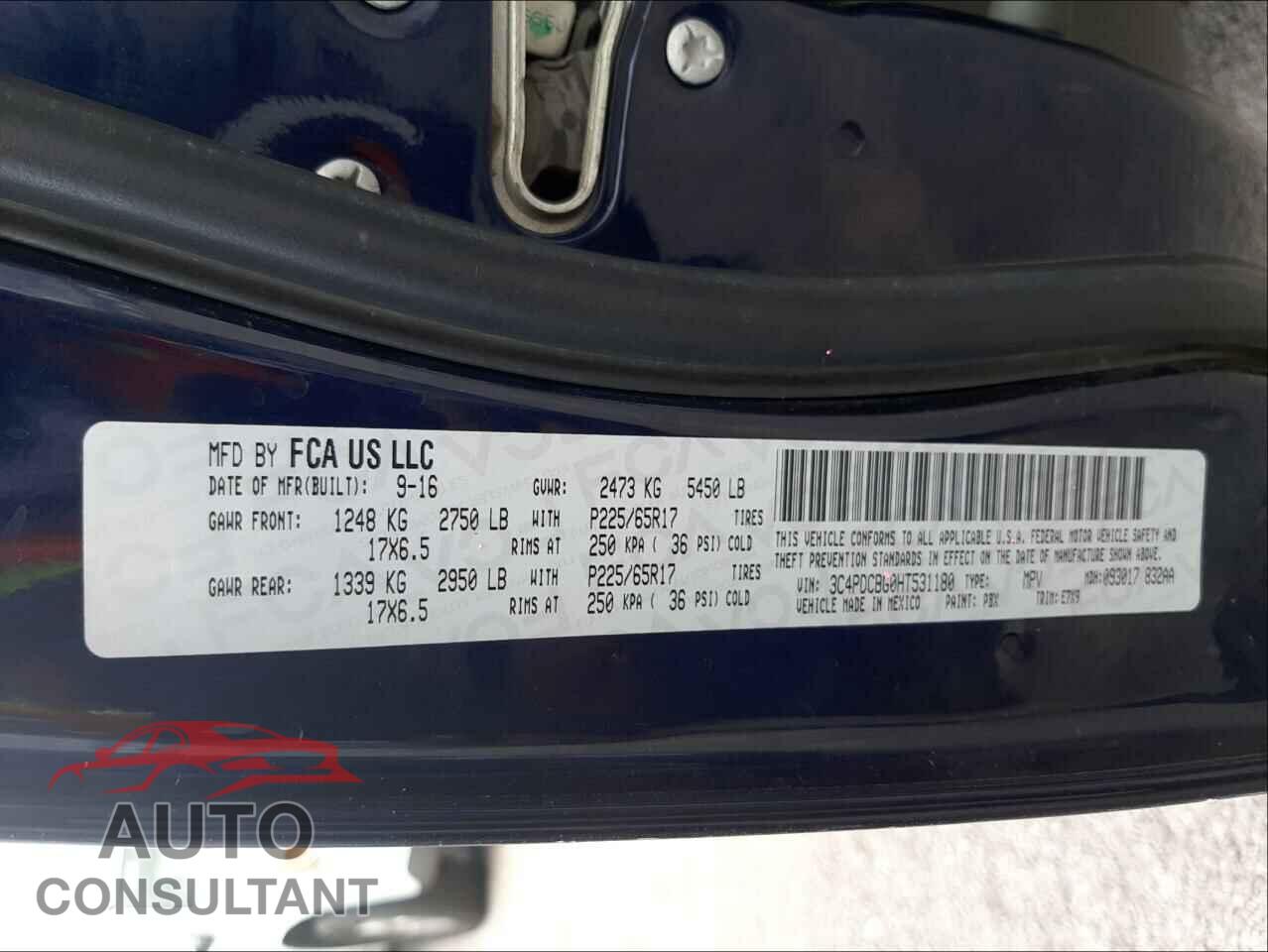 DODGE JOURNEY 2017 - 3C4PDCBG0HT531180