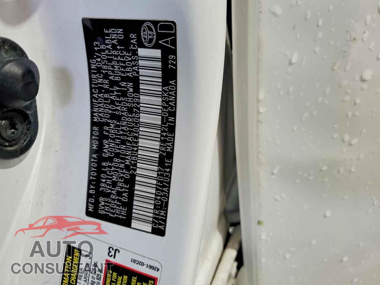 TOYOTA COROLLA 2013 - 2T1BU4EEXDC067290