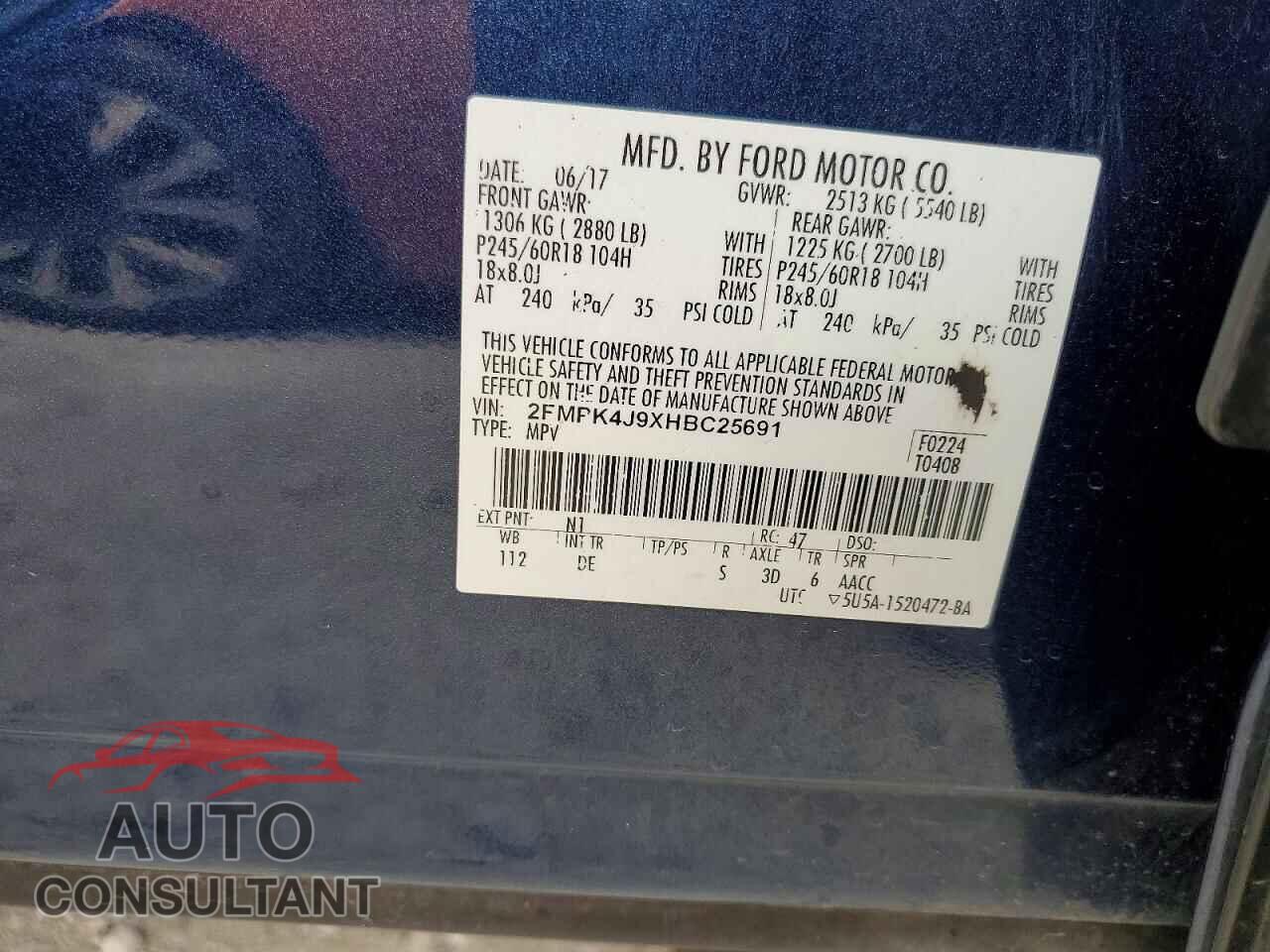 FORD EDGE 2017 - 2FMPK4J9XHBC25691