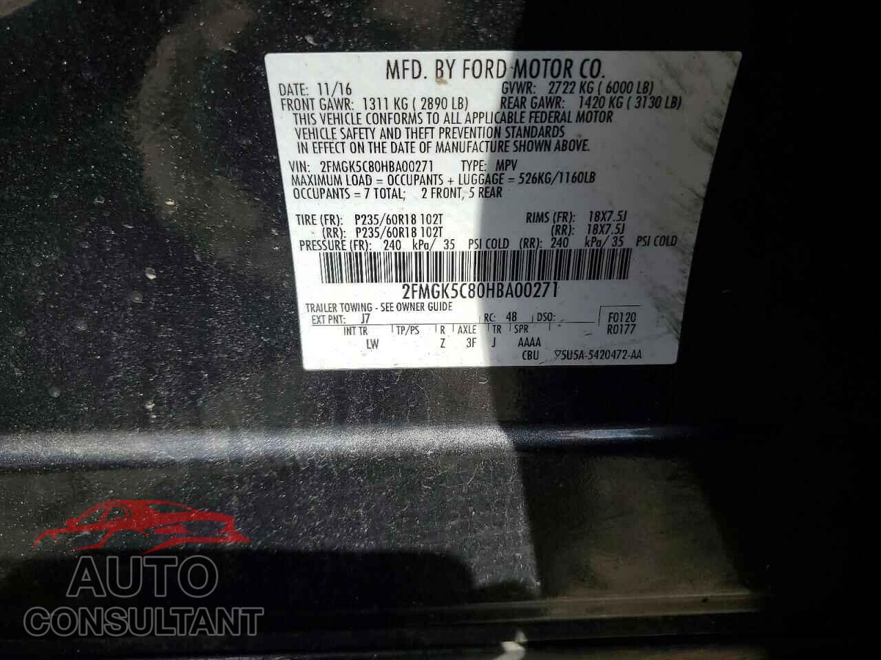 FORD FLEX 2017 - 2FMGK5C80HBA00271