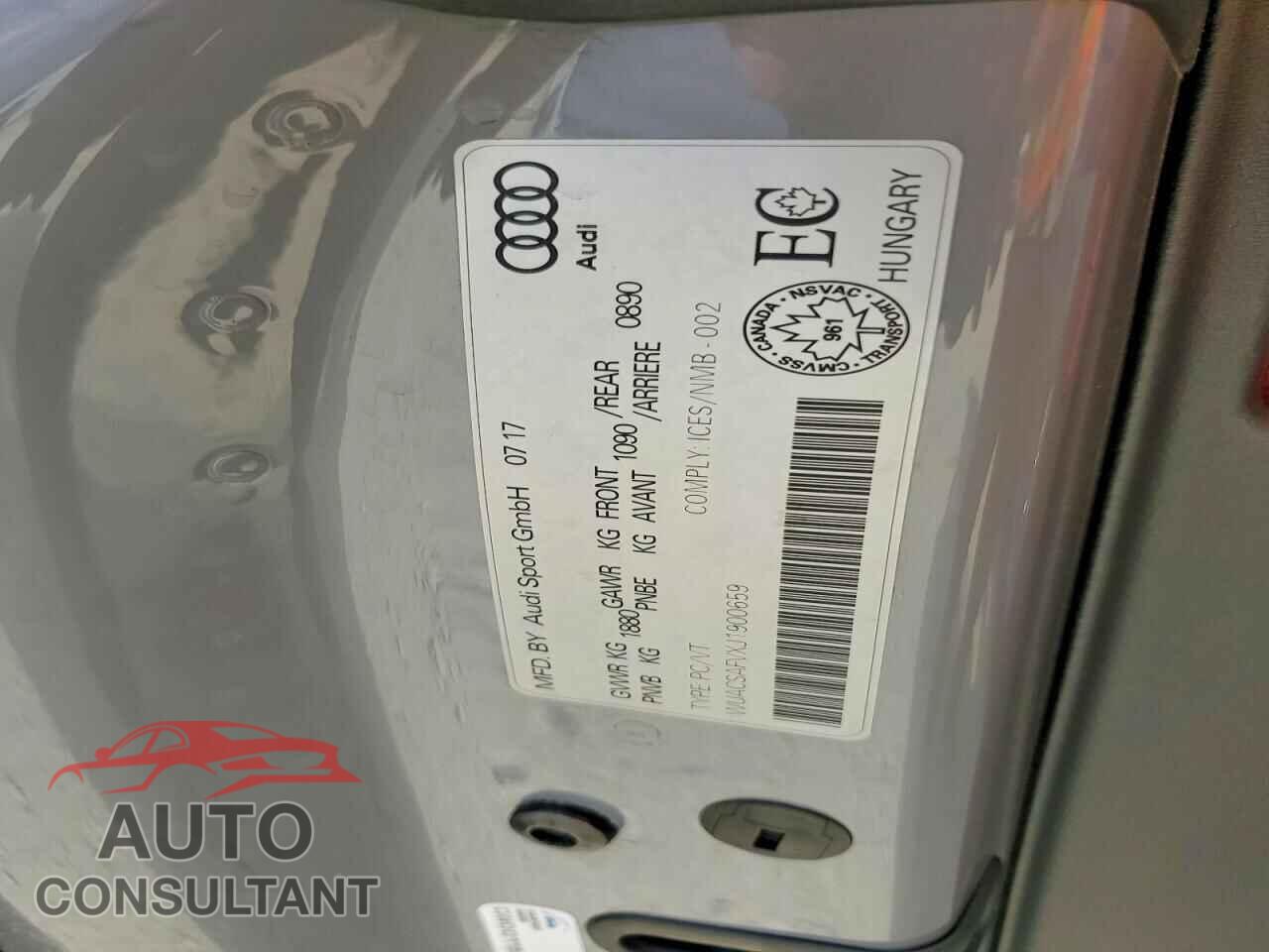 AUDI TT 2018 - WUACSAFVXJ1900659