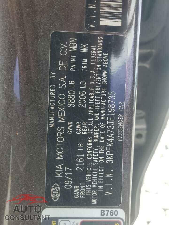 KIA FORTE 2018 - 3KPFK4A73JE198735