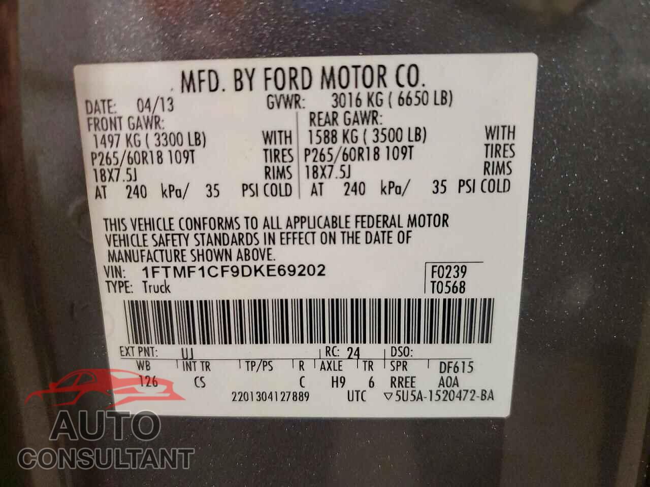FORD All Models 2013 - 1FTMF1CF9DKE69202