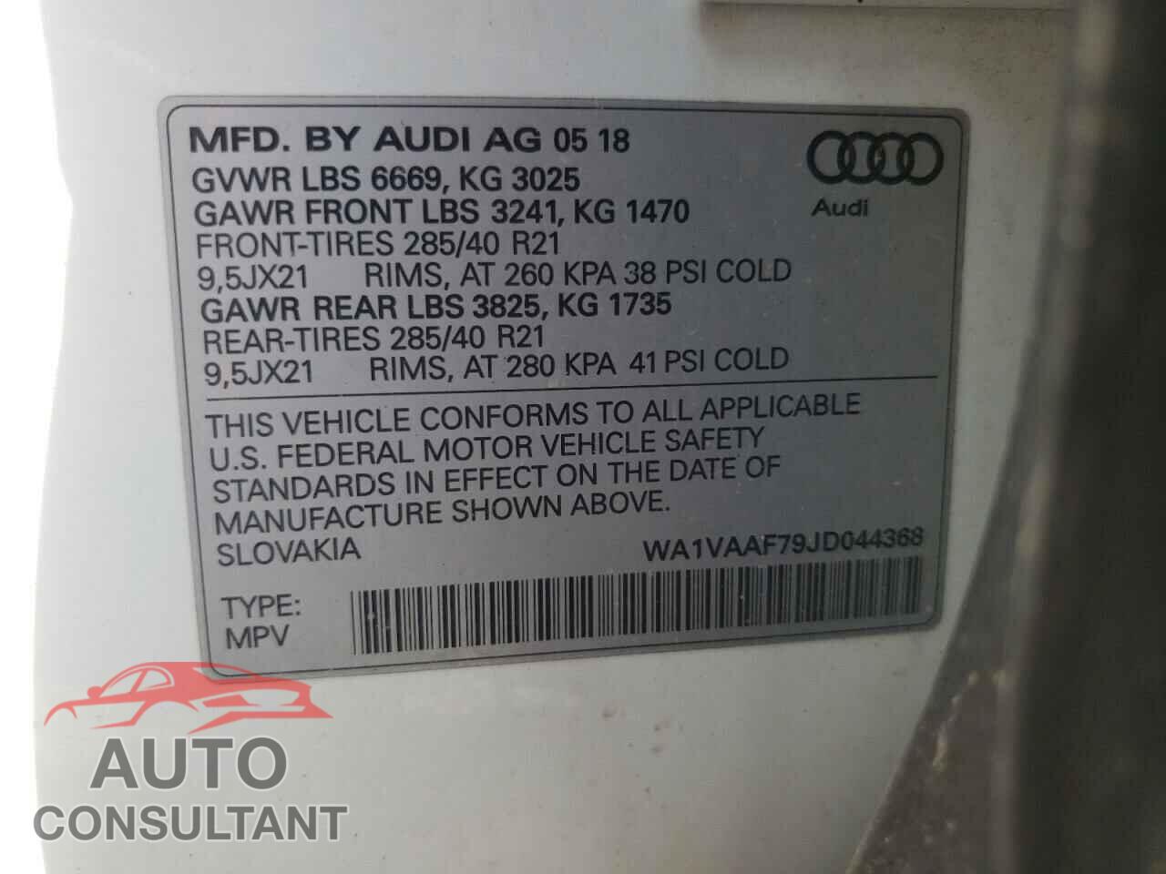 AUDI Q7 2018 - WA1VAAF79JD044368