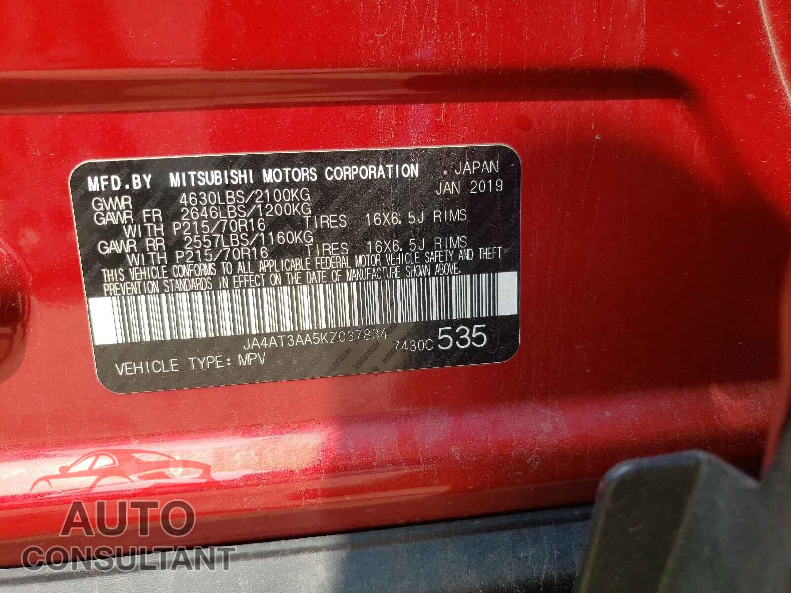 MITSUBISHI ECLIPSE 2019 - JA4AT3AA5KZ037834