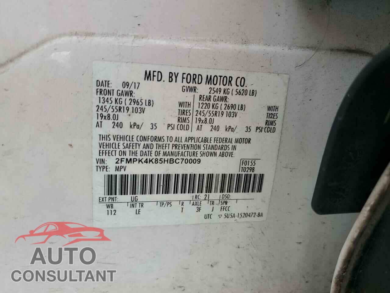 FORD EDGE 2017 - 2FMPK4K85HBC70009