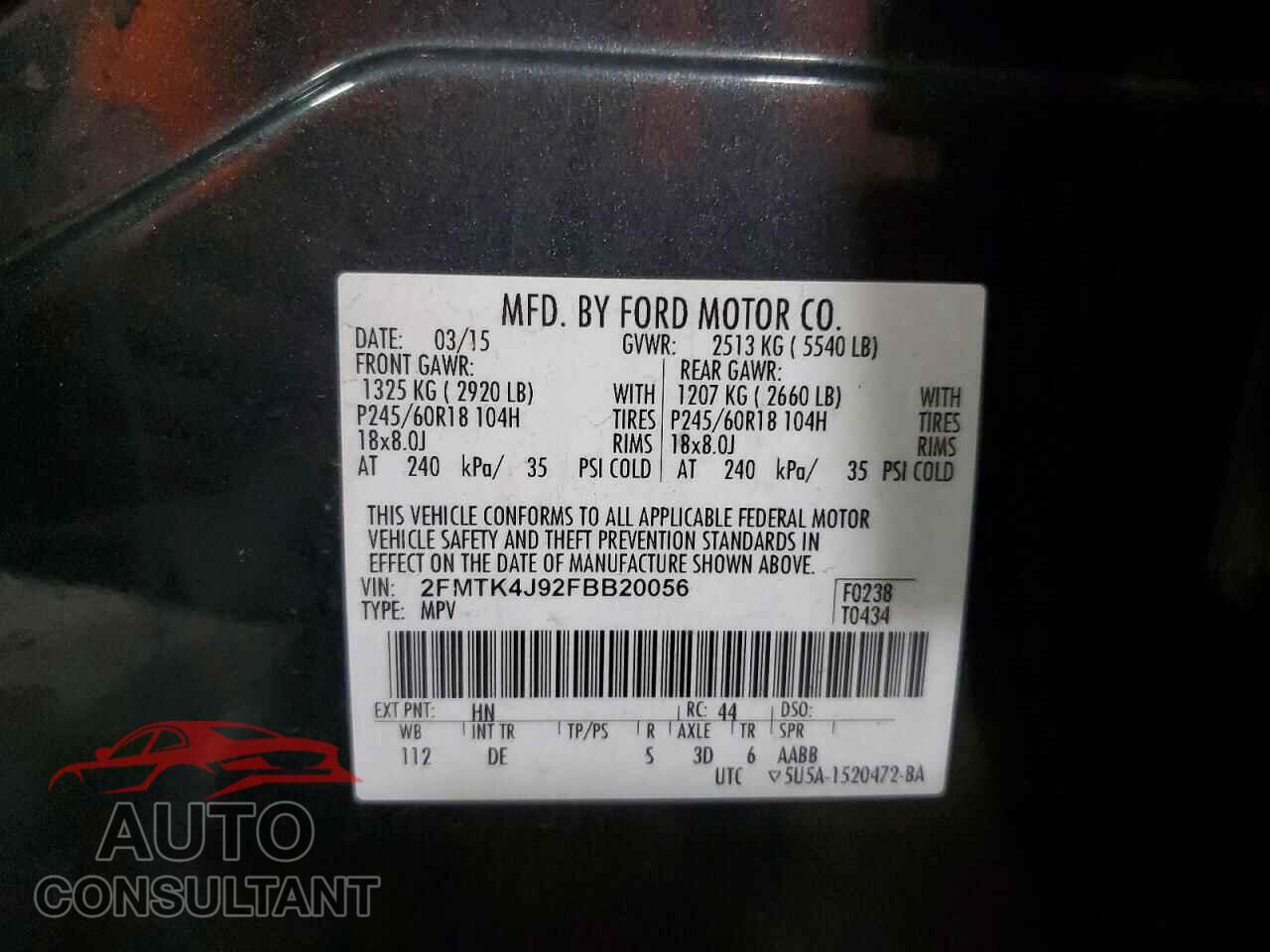 FORD EDGE 2015 - 2FMTK4J92FBB20056