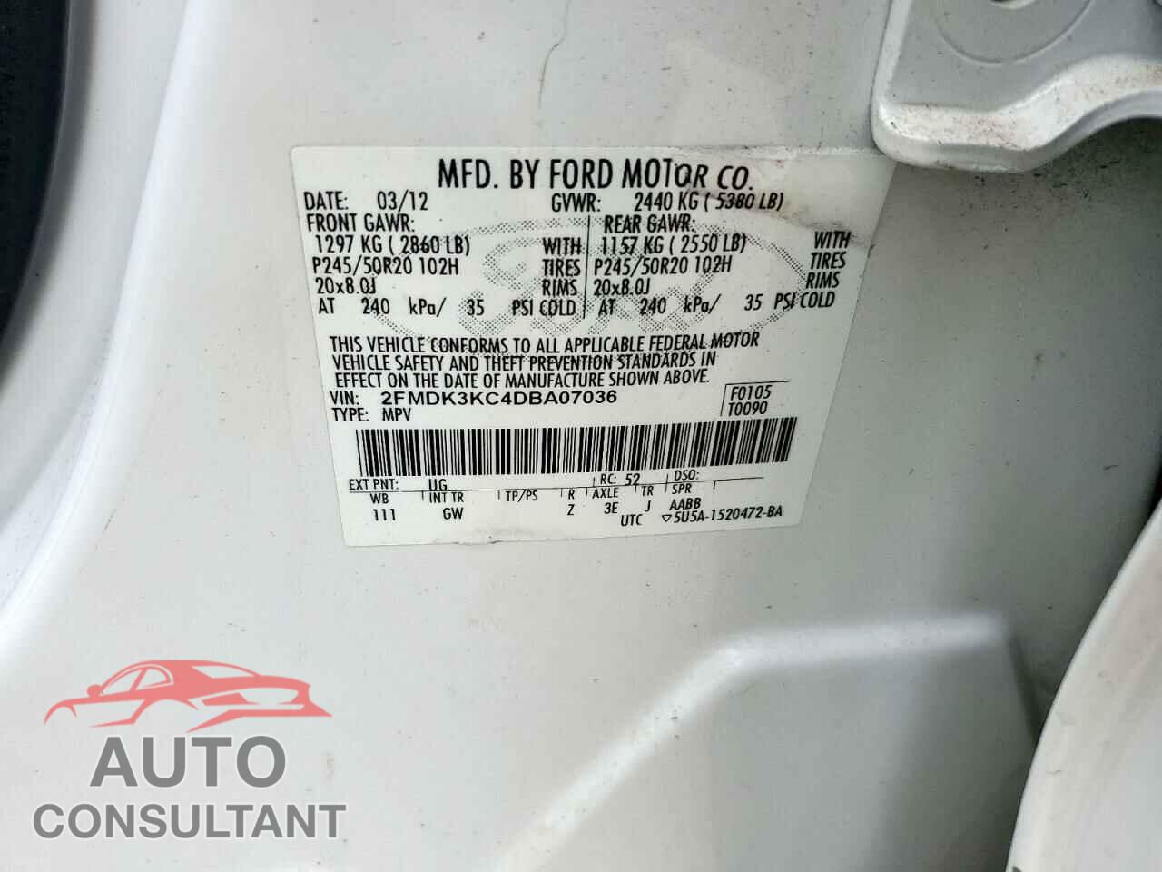 FORD EDGE 2013 - 2FMDK3KC4DBA07036