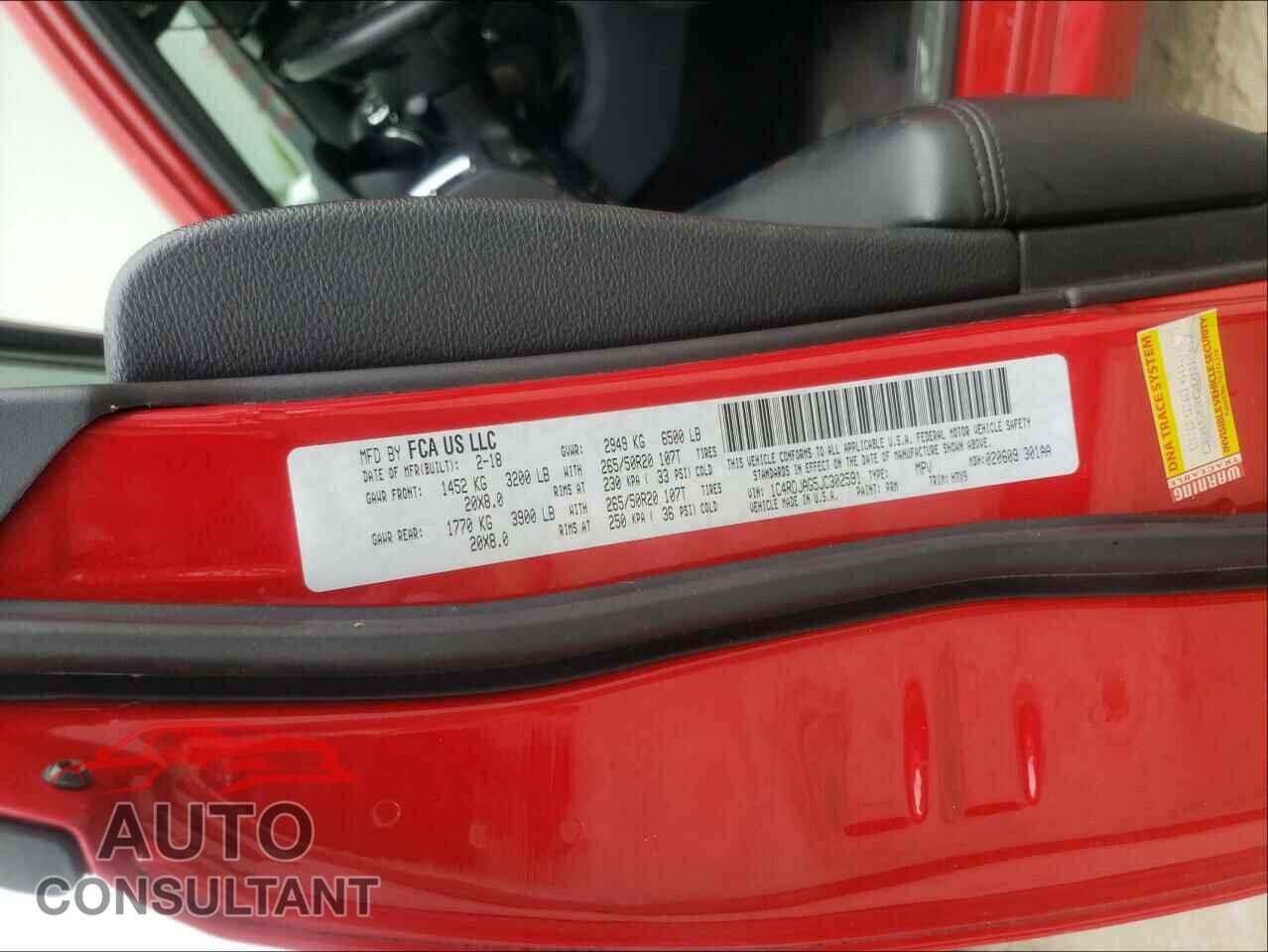 DODGE DURANGO 2018 - 1C4RDJAG5JC302591