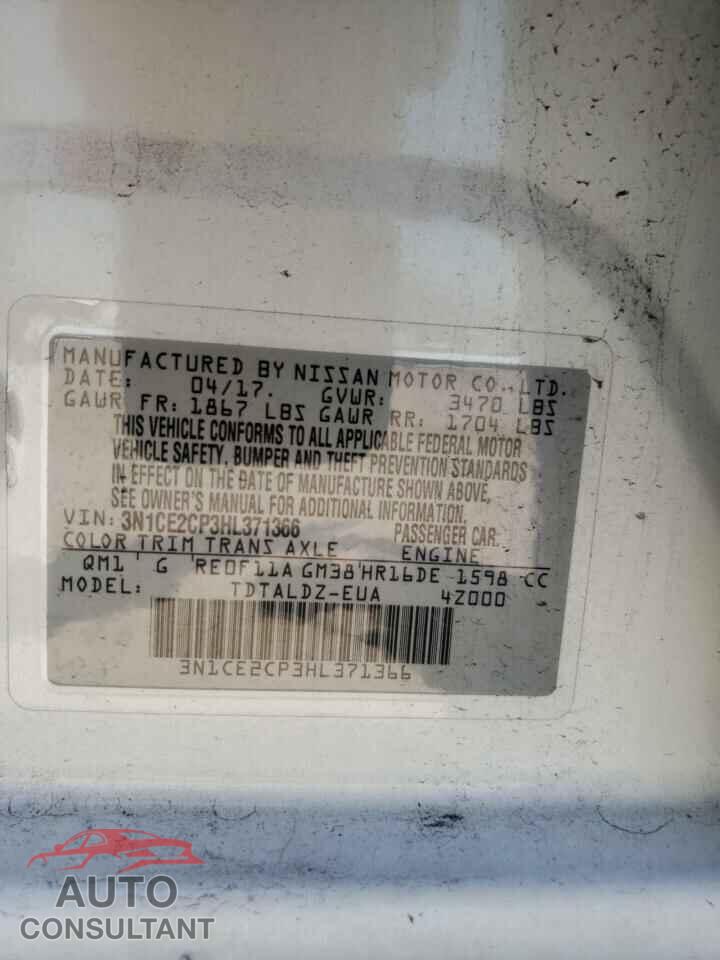 NISSAN VERSA 2017 - 3N1CE2CP3HL371366