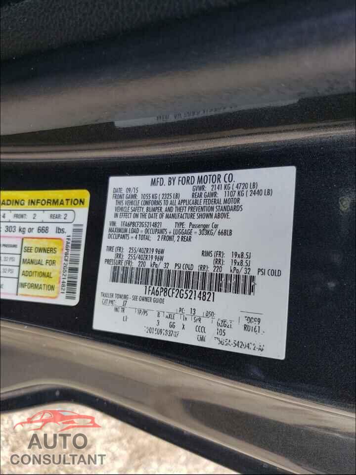 FORD MUSTANG 2016 - 1FA6P8CF2G5214821