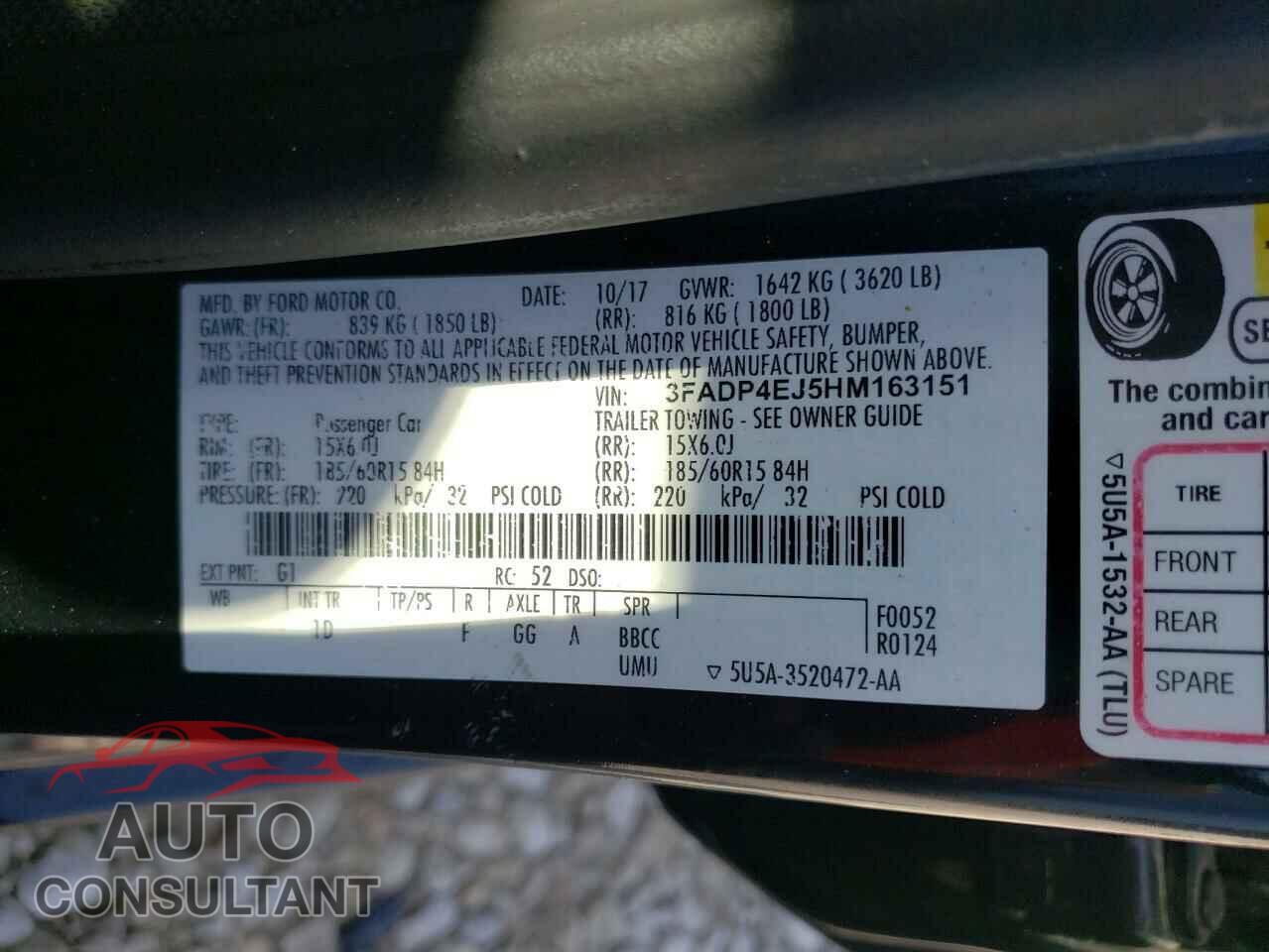 FORD FIESTA 2017 - 3FADP4EJ5HM163151